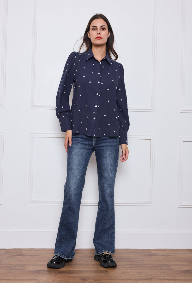 Chemise imprimé cœurs légers