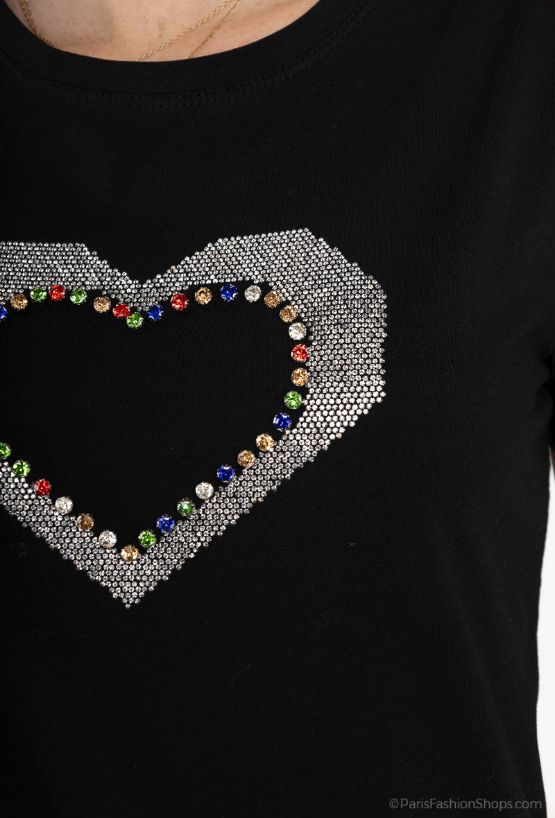 Tshirt coeur strassé