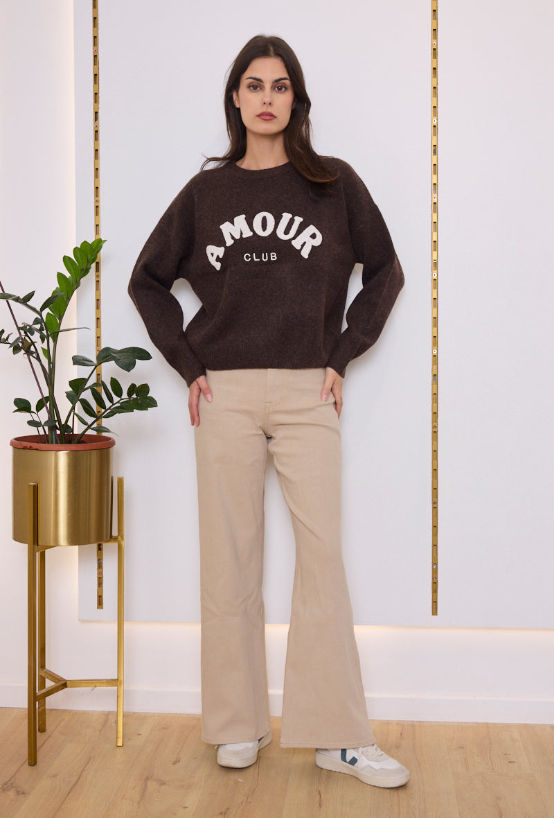 Pull maille inscription AMOUR CLUB