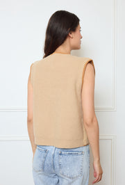 Collarless Sherpa Tie-Front Vest
