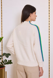 Pull col montant à bandes contrastantes