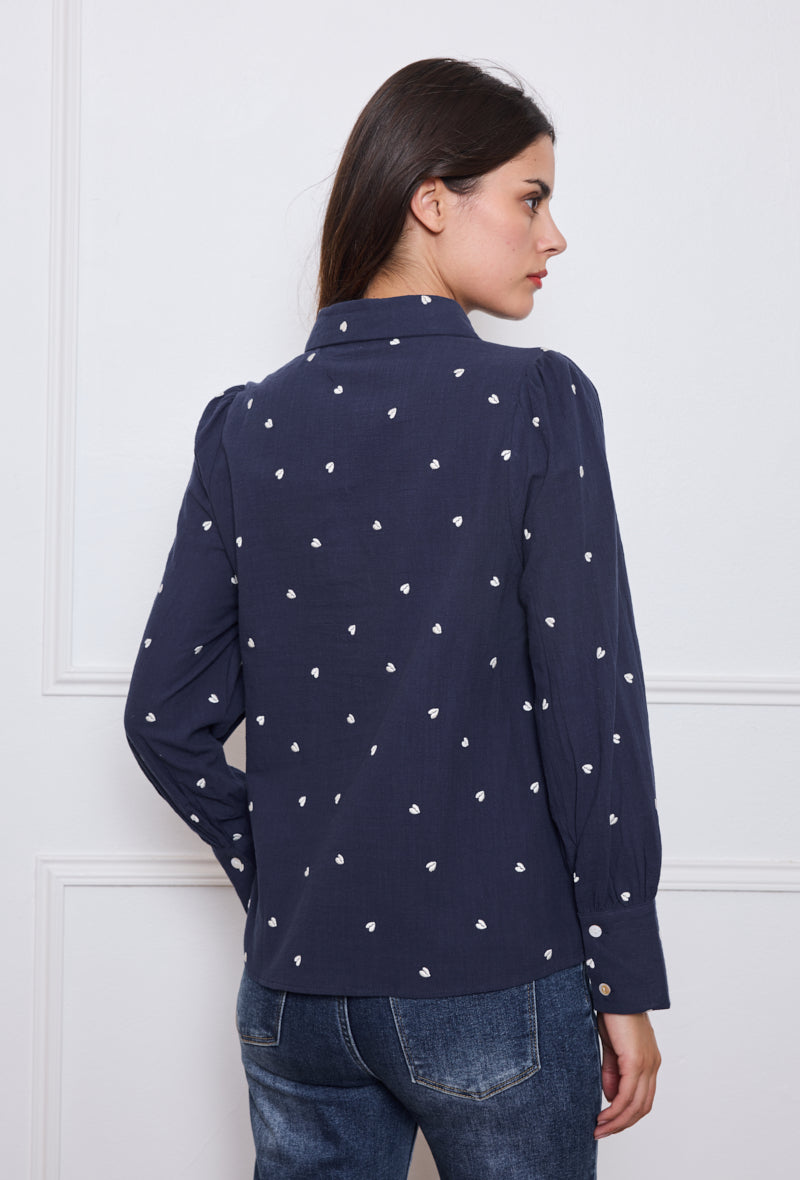 Chemise imprimé cœurs légers