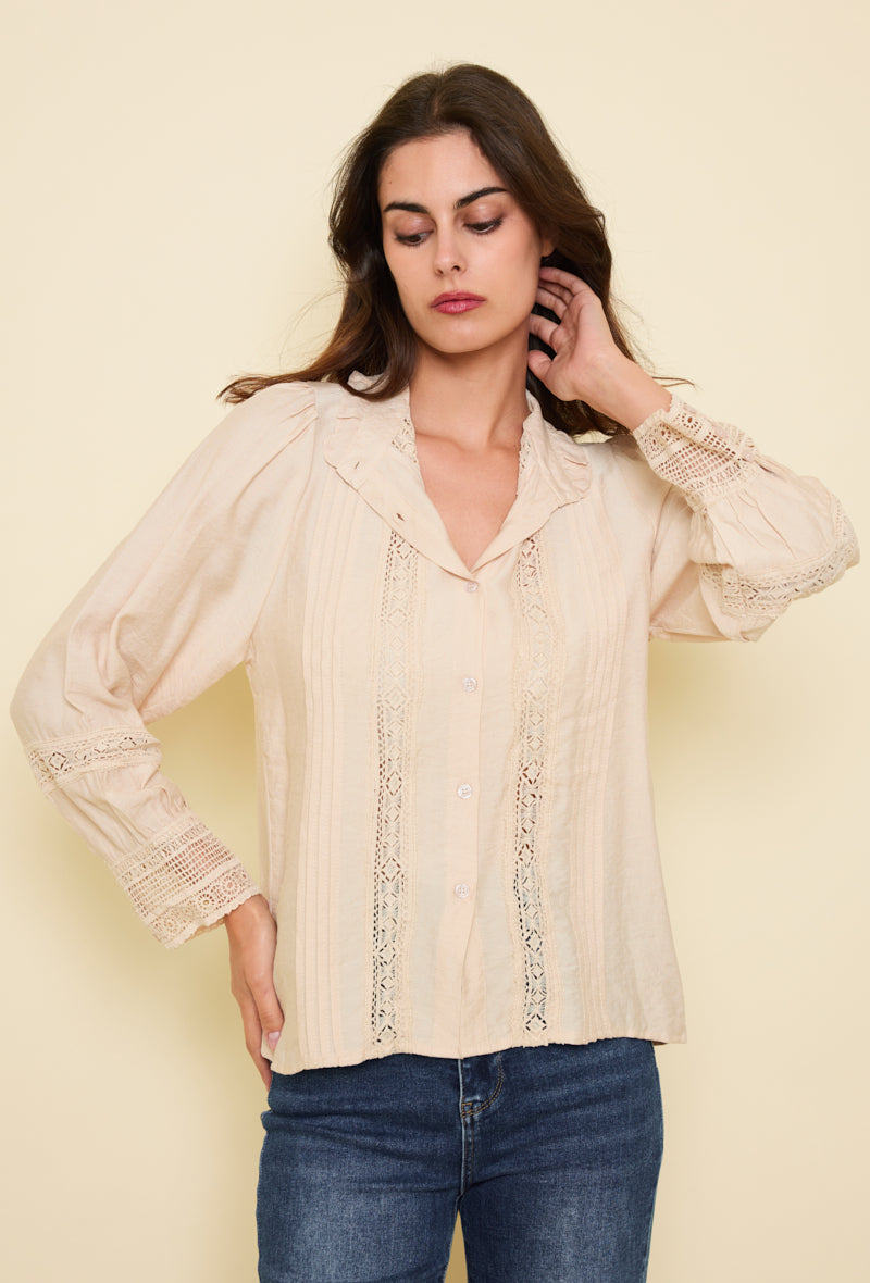 Chemise coton dentelle vintage