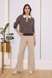 Pull col polo maille rayée