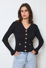 Gilet en maille à boutons dorés