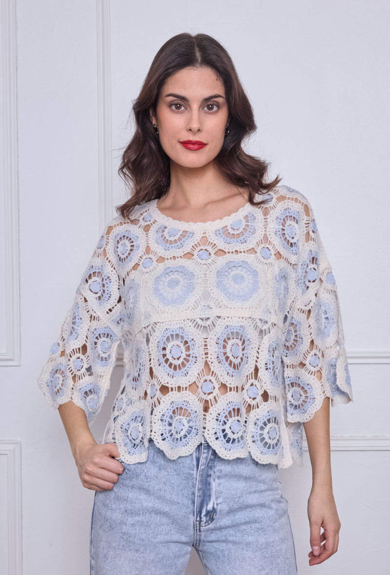 Haut en crochet ajouré