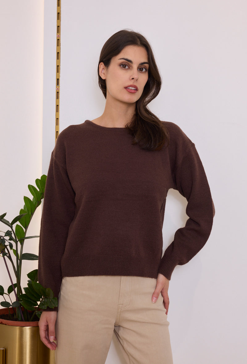 Pull maille réversible dos noué