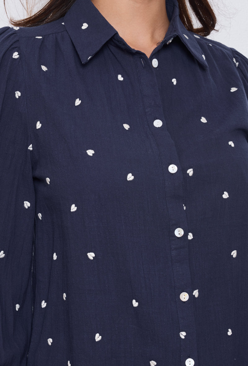 Chemise imprimé cœurs légers