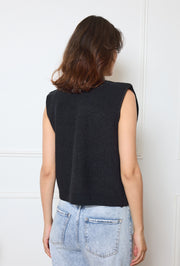Collarless Sherpa Tie-Front Vest