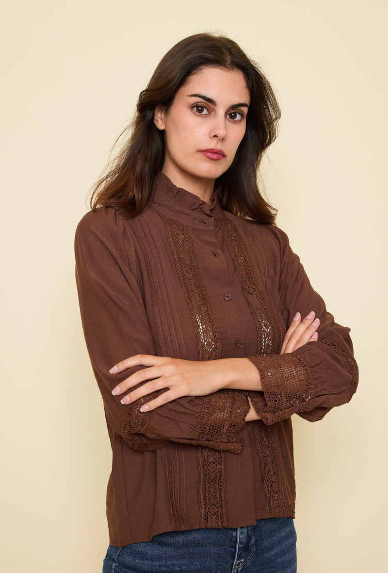 Chemise coton dentelle vintage