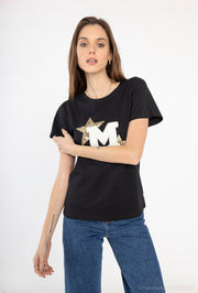 T-shirt femme lettre M étoiles