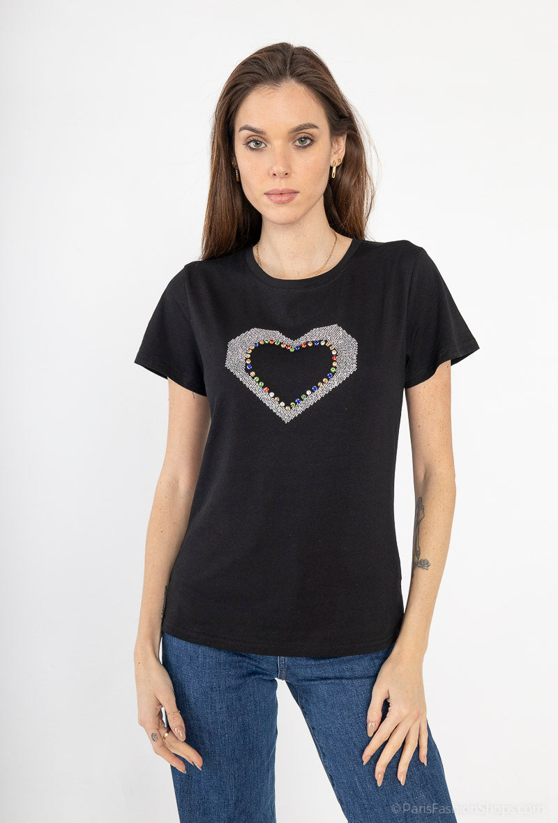 Tshirt coeur strassé