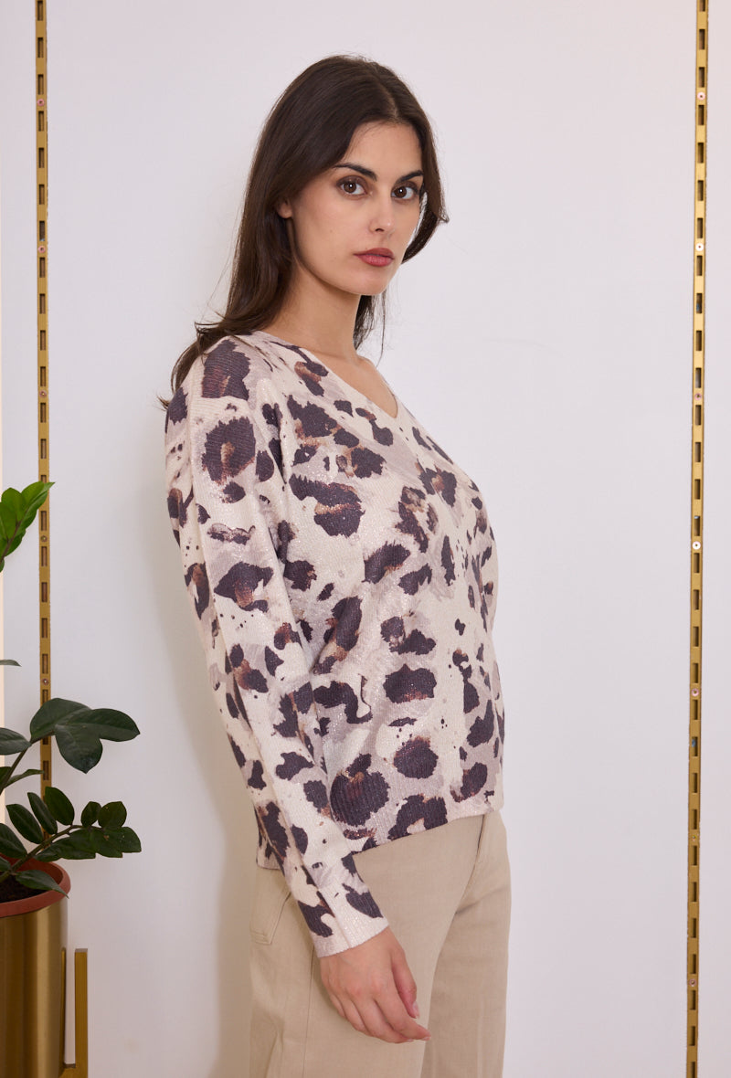 Pull maille imprimé abstrait