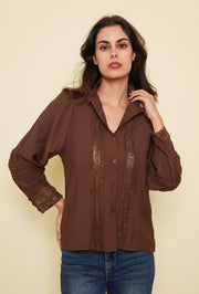 Chemise coton dentelle vintage
