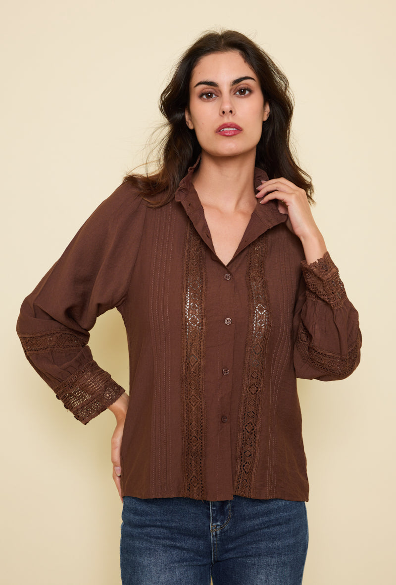 Chemise coton dentelle vintage