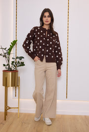 Gilet maille pois fermeture chinoise
