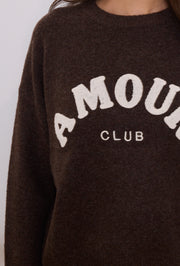 Pull maille inscription AMOUR CLUB