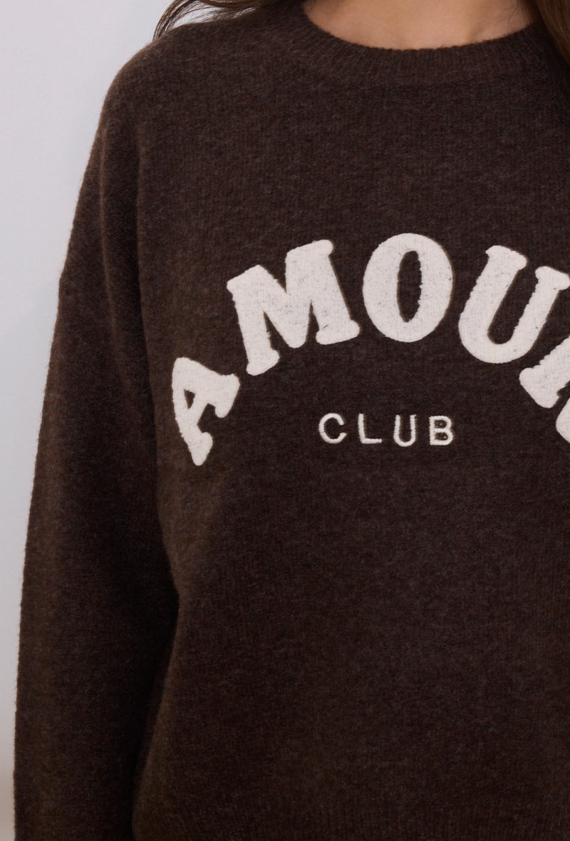 Pull maille inscription AMOUR CLUB