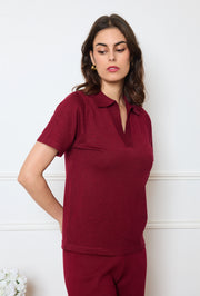 Top Polo Maille Brillante Col V