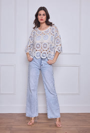 Haut en crochet ajouré