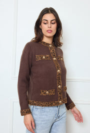 Gilet chic avec bordure léopard