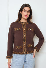 Gilet chic avec bordure léopard