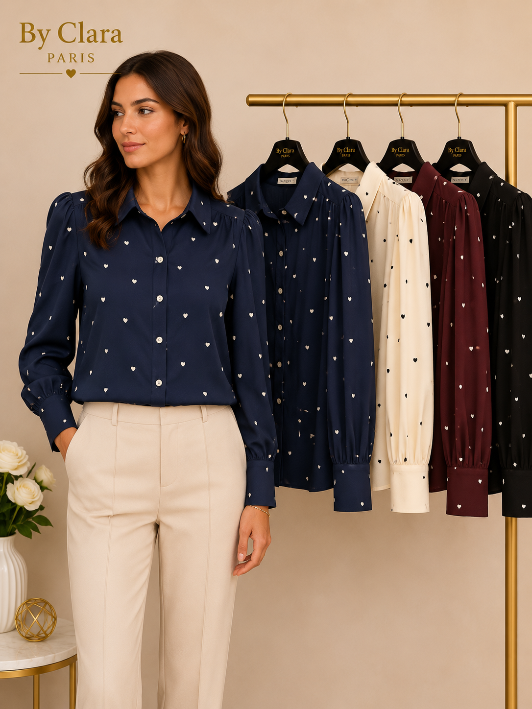 Chemise imprimé cœurs légers