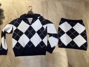 Ensemble pull et jupe argyle