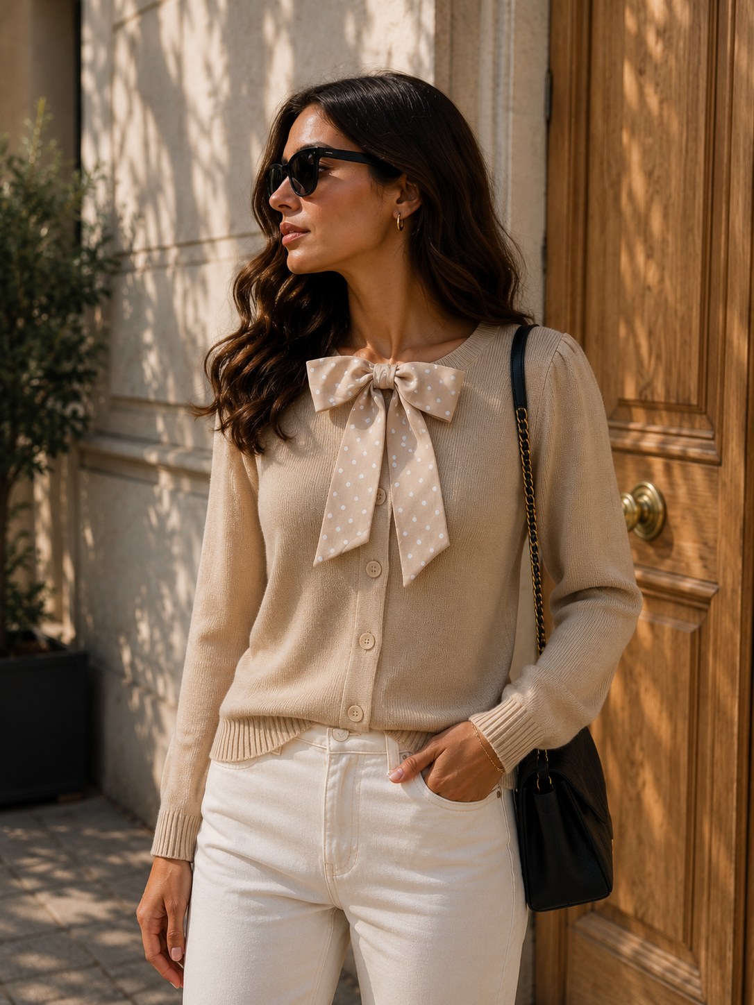 Gilet en maille à nœud fantaisie