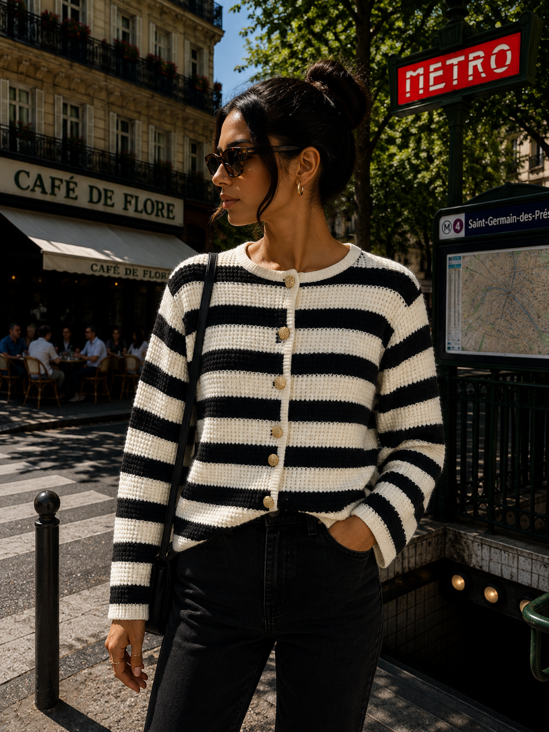 Pull rayé femme manches longues