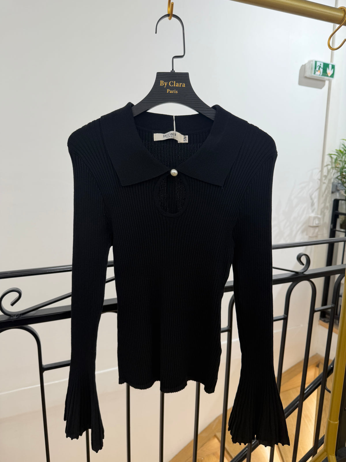 Pull col polo manches évasées