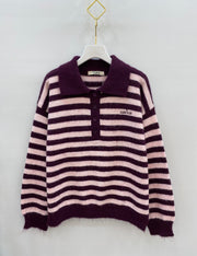 Pull polo rayé femme