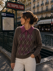 Pull maille col polo argyle