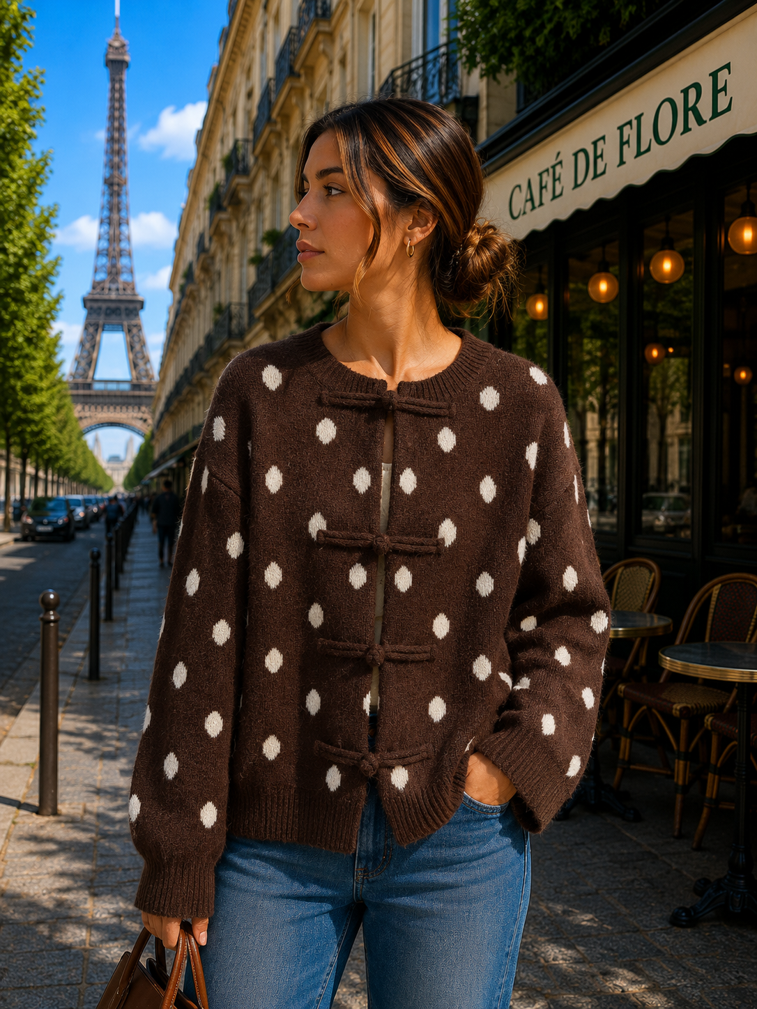 Gilet maille pois fermeture chinoise