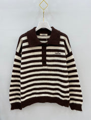 Pull polo rayé femme