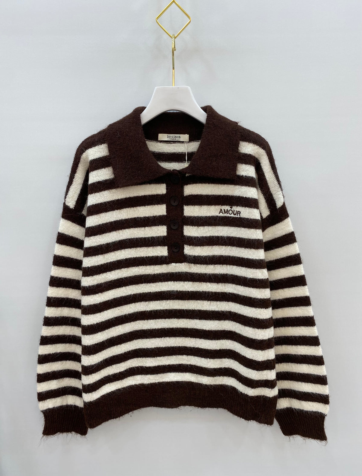Pull polo rayé femme