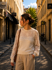 Pull maille et dentelle