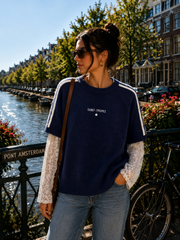 Pull femme superposition dentelle