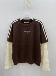 Pull femme superposition dentelle