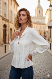 Chemise coton dentelle vintage