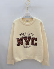 Pull maille brodé NYC