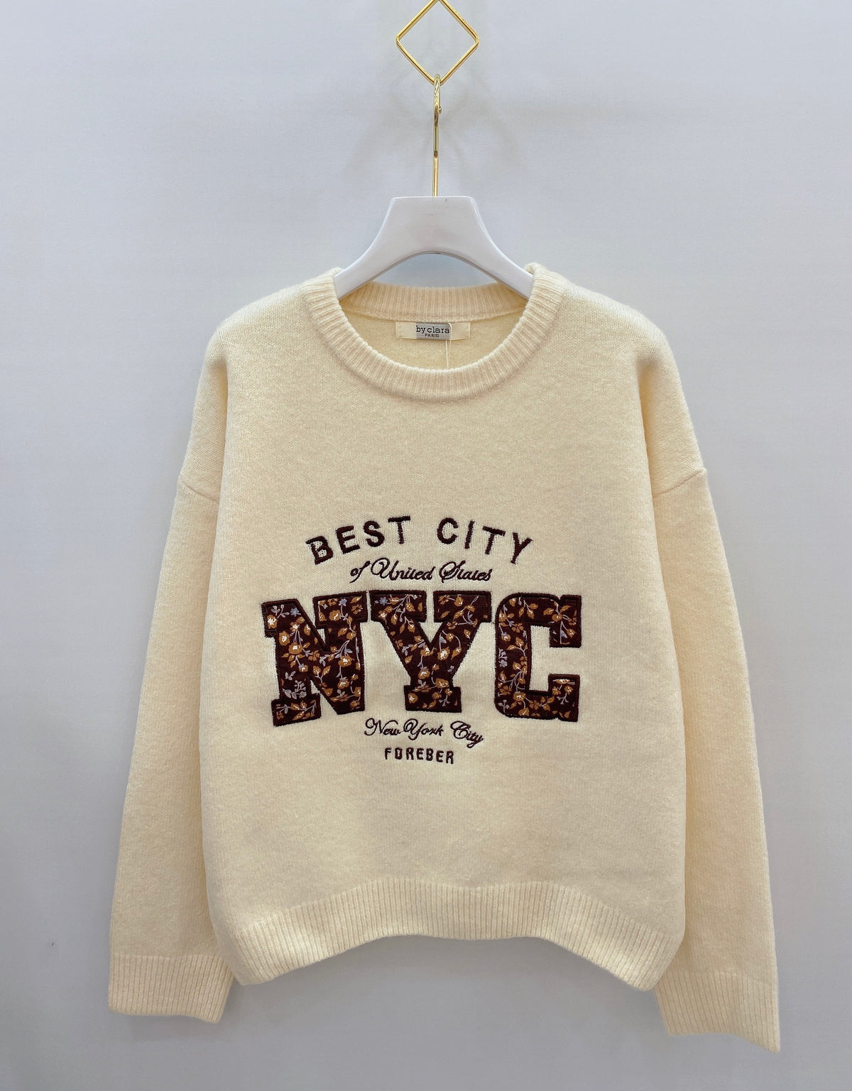 Pull maille brodé NYC