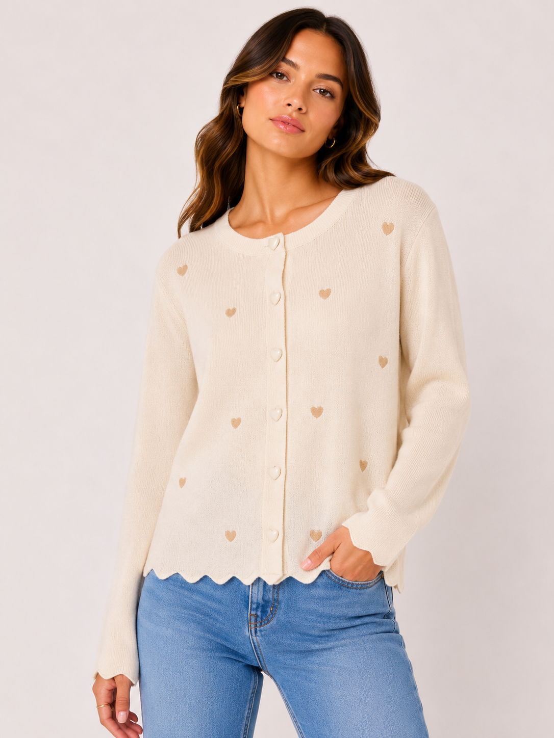 Gilet maille cœurs