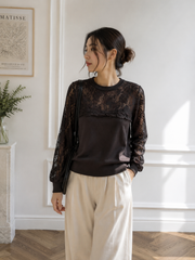Pull maille et dentelle