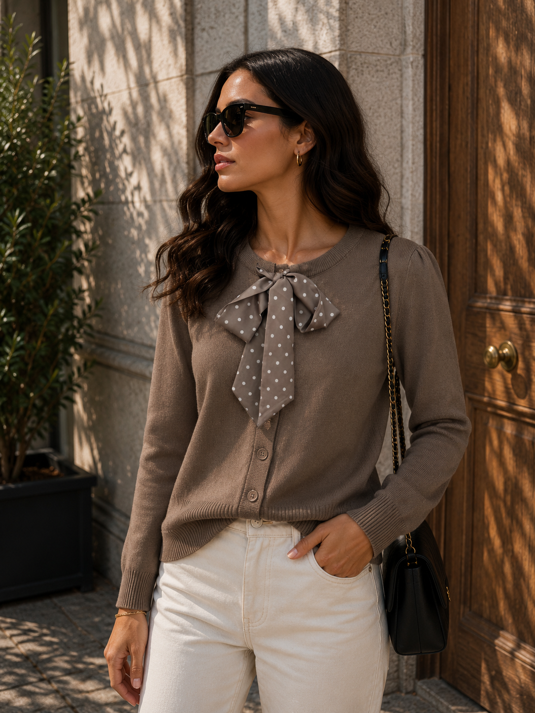Gilet en maille à nœud fantaisie