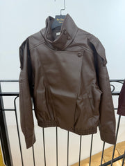 Veste effet cuir col montant