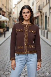 Gilet chic avec bordure léopard
