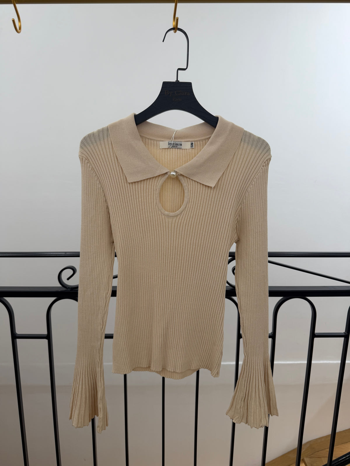 Pull col polo manches évasées