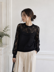 Pull maille et dentelle