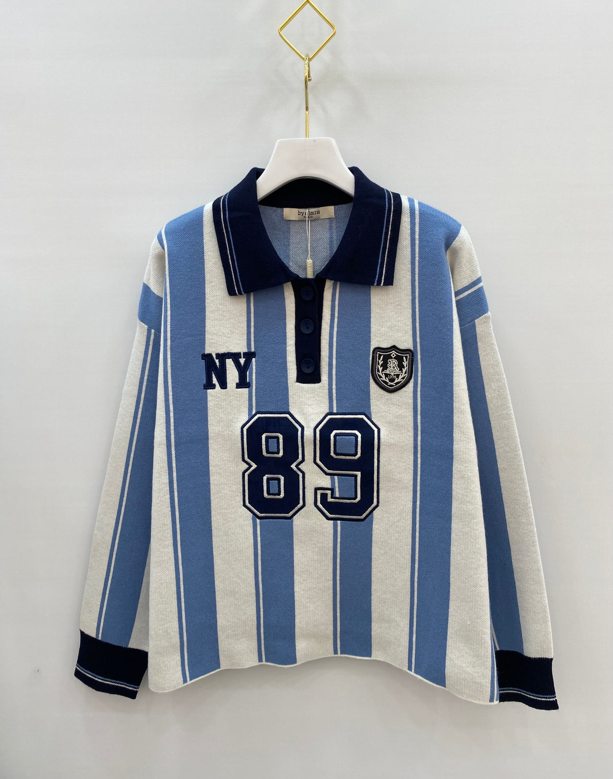Pull polo maille rayé université